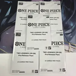 5 Packs One Piece Card Game OP-08 Two Legends Pre-Release English - Image 1