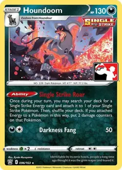 NM-Mint Houndoom - 096/163 - Holo Rare Pokemon Prize Pack Series Cards - Image 1