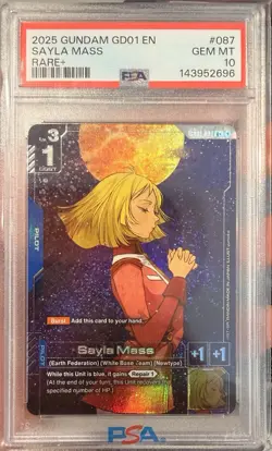 Gundam 2025 Gundam Card Game GD01 Sayla Mass #087 Rare+ Foil EN PSA 10 - Image 1