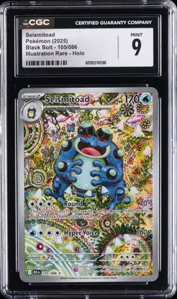 2025 POKEMON BLACK BOLT ILLUSTRATION RARE - HOLO #105/086 SEISMITOAD CGC 9 - Image 1