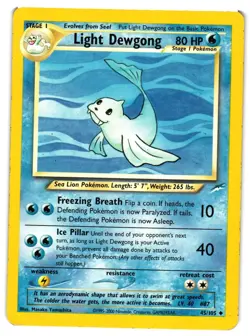 Pokemon TCG Light Dewgong 45/105 Uncommon Neo Destiny Unlimited MP - Image 1