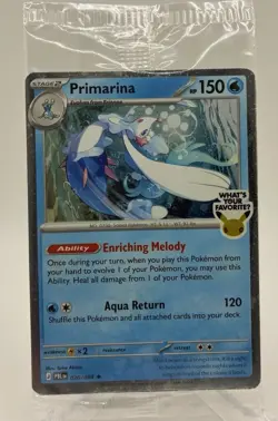 Pokemon TCG Primarina 020/084 ‘What’s Your Favorite’ Promo Barnes & Noble SEALED - Image 1