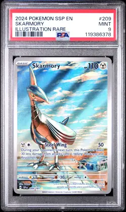 2024 POKEMON SSP EN-SURGING SPARKS ILLUSTRATION RARE #209 SKARMORY PSA 9 - Image 1