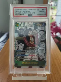 2026 One Piece TCG Dracule Mihawk OP14-119 Manga Alternate Art PSA 10 GEM MINT - Image 1