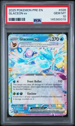 PSA 10 GEM MINT – 2025 Pokemon PRE-EN Prismatic Evolutions #026 Glaceon ex - Image 1