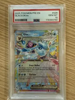PSA 10 GEM MINT – 2025 Pokemon PRE-EN Prismatic Evolutions #026 Glaceon ex - Image 1