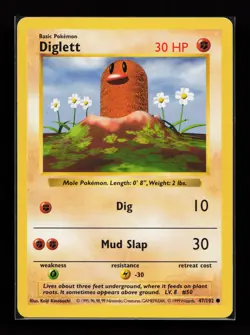 Diglett 47/102 Common Base Set (Shadowless) Pokemon Card - Image 1