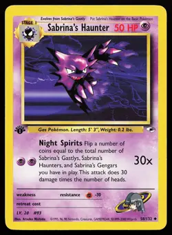 Sabrina's Haunter 58/132 1st Edition Uncommon Gym Heroes Pokemon Card - Image 1