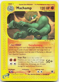 Machamp 51/165 Rare Expedition Base Set Pokemon Moderately Played - Image 1