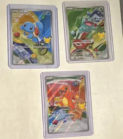 Pokemon TCG First Partner Illustration Series 1 Kanto GEN 1 Starters - Image 1