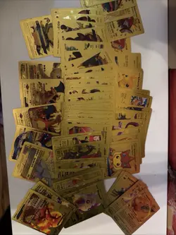 Set Of 50+ Pokemon Gold Foil Fan Art Cards including Many Pikachu & Charizard - Image 2