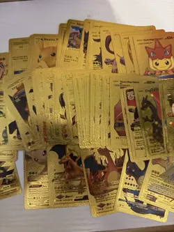 Set Of 50+ Pokemon Gold Foil Fan Art Cards including Many Pikachu & Charizard - Image 4