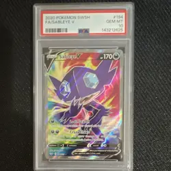 Pokemon PSA 10 2020 Sableye V Full Art Holo 194/202 SWSH Sword & Shield - Image 1