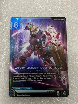 Unicorn Gundam (Destroy Mode) Foil - GD01-002 NM - TCG Card Game - Image 1