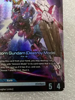Unicorn Gundam (Destroy Mode) Foil - GD01-002 NM - TCG Card Game - Image 4
