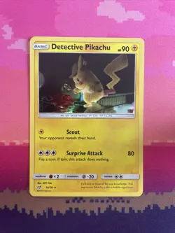 Pokemon Card Detective Pikachu Holo Rare 10/18 Near Mint - Image 1