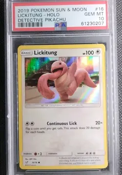 LICKITUNG 16/18 - PSA 10 POKEMON CARD 2019 DETECTIVE PIKACHU HOLO PROMO MINT - Image 1