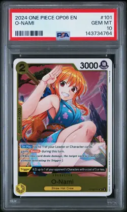 PSA 10 2024 One Piece Op06-Wings Of The Captain #101 O-Nami GEM MT - Image 1