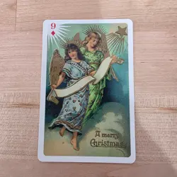 NINE of DIAMONDS ~Old Thyme Christmas Angel Playing card SINGLE - Image 1