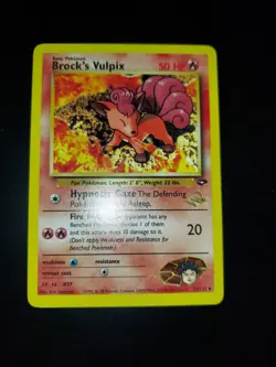 Gold W Stamped Brock's Vulpix Gym Challenge Wizards The Coast Pokemon Card WotC - Image 1