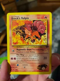 Gold W Stamped Brock's Vulpix Gym Challenge Wizards The Coast Pokemon Card WotC - Image 2