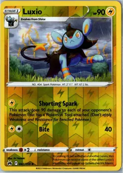 Luxio - Crown Zenith 042/159 - Uncommon Reverse Holo LP - Pokemon Card - Image 1