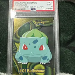 Pokemon Topps 2000 TV Animation Series 2 Clear Card #PC2 01 Bulbasaur Psa 9 - Image 1
