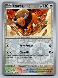 Tauros 152/182 Common Destined Rivals Pokemon Reverse Holo Near Mint - Image 1