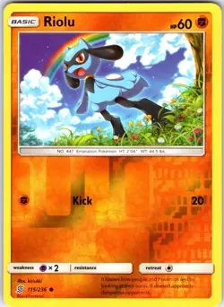 Riolu 115/236 Common Unified Minds Pokemon Reverse Holo Near Mint - Image 1