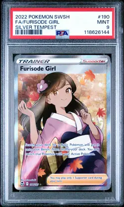 2022 POKEMON SWORD & SHIELD SILVER TEMPEST #190 FULL ART/FURISODE GIRL PSA 9 - Image 1
