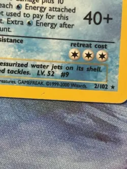Pokemon TCG Blastoise 2/102 Base Set 1999-2000 4th Print Vintage WOTC HP - Image 3