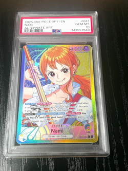 One Piece Card Game Nami OP11-041 Leader Alt Art PSA 10 English - Image 1