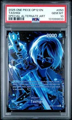 2025 ONE PIECE OP12-LEGACY OF THE MASTER SPECIAL ALTERNATE ART TASHIGI PSA 10 - Image 1