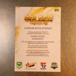 2026 NRL League Heroes Golden Treasure Card #70/80 GT9 **Newcastle Knights - Image 3