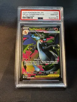 PSA GEM MINT 10 Mega Charizard X ex 109/094 Me02: Phantasmal Flames Holo - Image 1