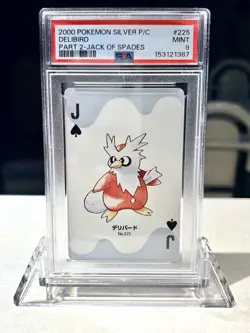 PSA 9 -2000 POKEMON SILVER VERSION PART 2 PLAYING CARDS JACK OF SPADES DELIBIRD - Image 1