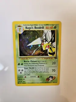 ⭐Koga’s Beedrill Holo 9/132 LP Gym Challenge 2000 WOTC Pokemon Card ⭐ Half Swirl - Image 3
