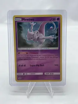 Mewtwo SM77 Sun & Moon Black Star Promo Cosmos Holo Pokemon Card - LP - Image 1