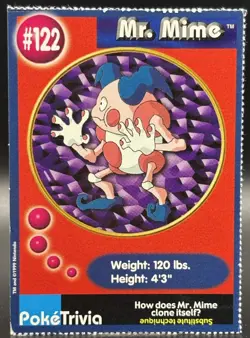 Mr. Mime #122 Pokemon The First Movie Promo Card PokeTrivia PERFORATED - Image 1