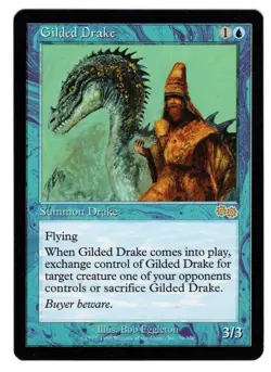 MAGIC GILDED DRAKE URZA'S SAGA RARE BLUE CREATURE nice NM LEGACY Buy more-save! - Image 1