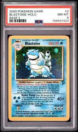 2000 POKEMON BASE SET 2 #2 BLASTOISE-HOLO PSA 8 - Image 1