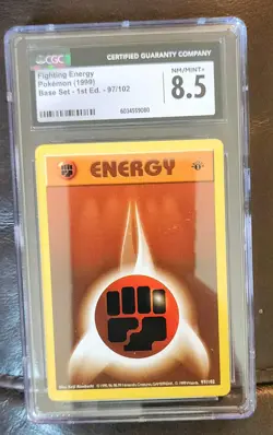 Fighting Energy Pokemon Base Set1999 97/102 1st Edition CGC 8.5 NM/MINT+ - Image 1
