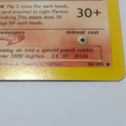 2002 POKEMON NEO DESTINY #46/105 LIGHT FLAREON - Image 3