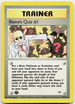 Blaine's Quiz #1 97/132 Rare Gym Heroes Pokemon 1st Edition Lightly Played - Image 1