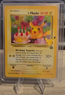 Pokemon Celebrations Holo Birthday Pikachu #24 NM - Image 1
