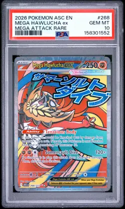 2026 Pokemon Ascended Heroes #268 Mega Hawlucha Ex Mega Attack Rare PSA 10 - Image 1