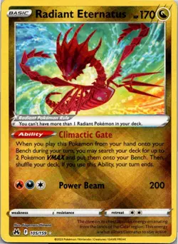 Radiant Eternatus 105/159 Radiant Rare Crown Zenith Pokemon Holo Near Mint - Image 1