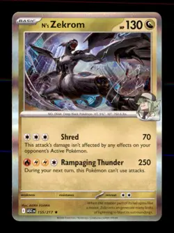 N's Zekrom 155/217 Rare Ascended Heroes Pokemon Holo Near Mint - Image 1