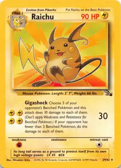 Raichu 29/62 Rare Fossil Pokemon Unlimited Lightly Played - Image 1