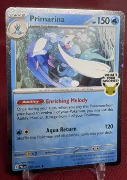 Pokemon Pitch Black Primarina 20/84 Cosmos Holo Promo Barnes Noble Swirl - Image 2